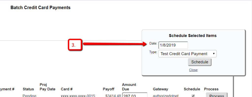 Select Payment Date Screen