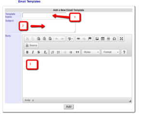 Email Template Creation Screen