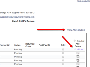 ACH Queue View Screen
